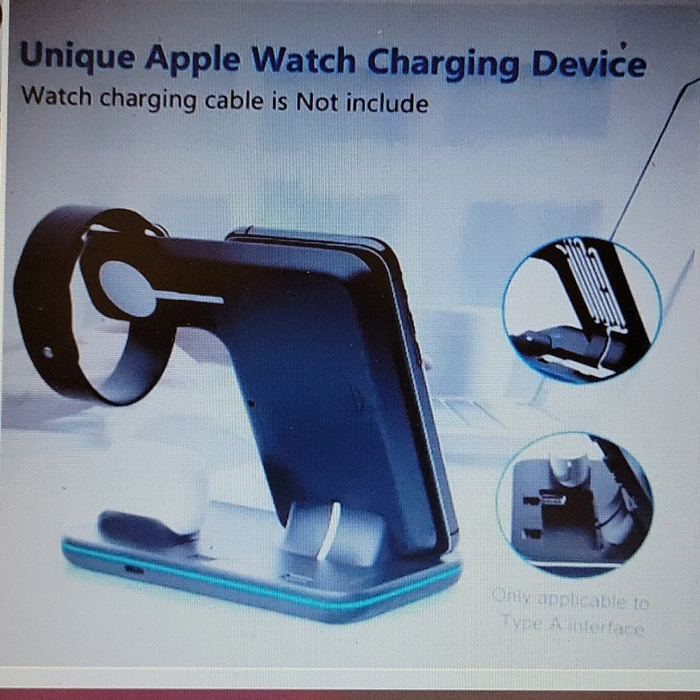 HP! Waitiee 3 in 1 wireless charger iPhone iWatch AirPods 1 & 2 Pro 15W Fast…New